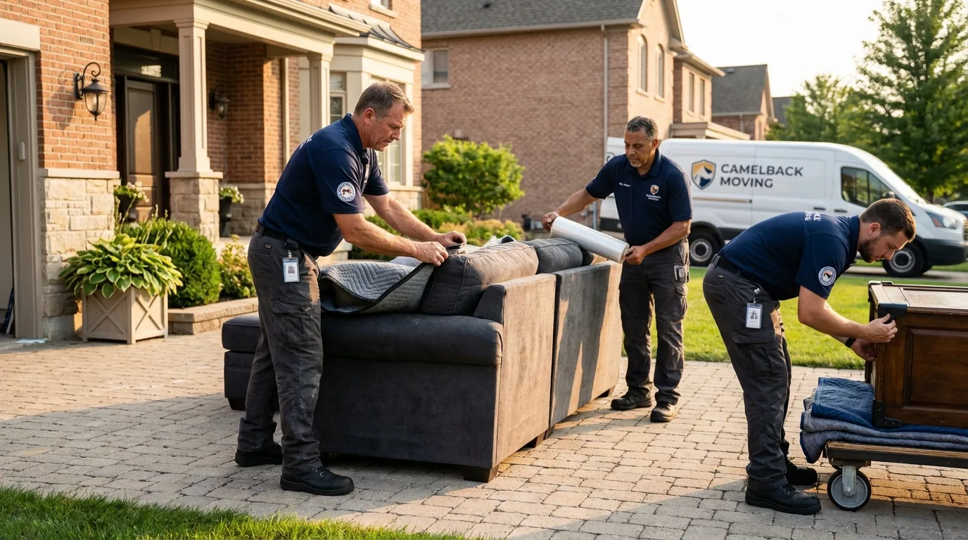 Large estate moving crew wrapping furniture in Nashville, TN