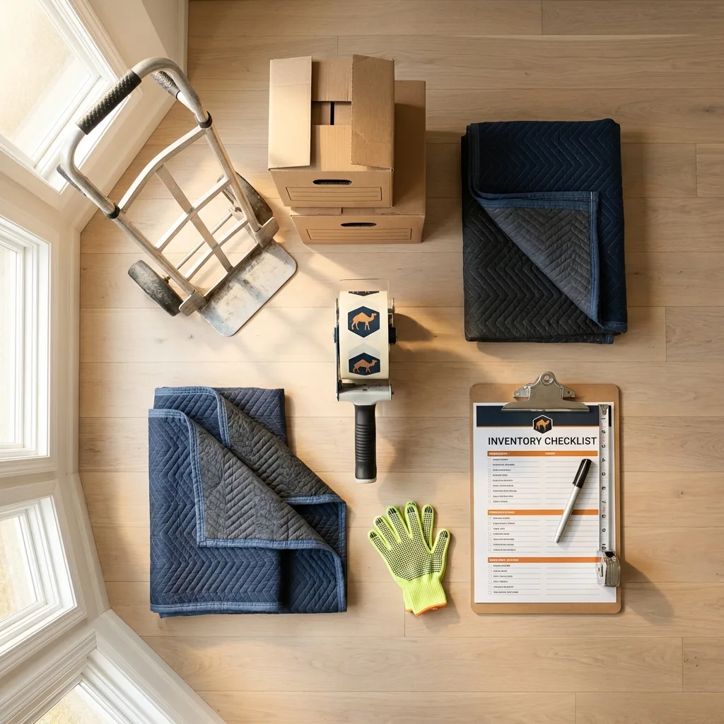 Professional moving supplies and packing materials layout for Nashville residential relocations